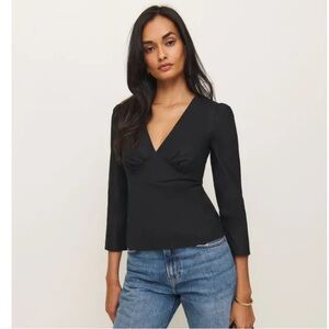 Reformation Black Marisa Long Sleeve Top
